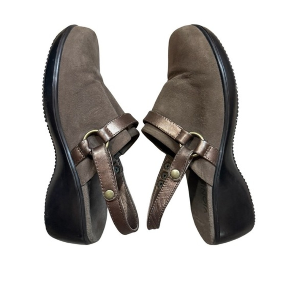 Vionic Taupe Suede Adelaide Orthopedic Comfort Wedge Clogs 8 Mininmalist Luxury - Picture 3 of 7
